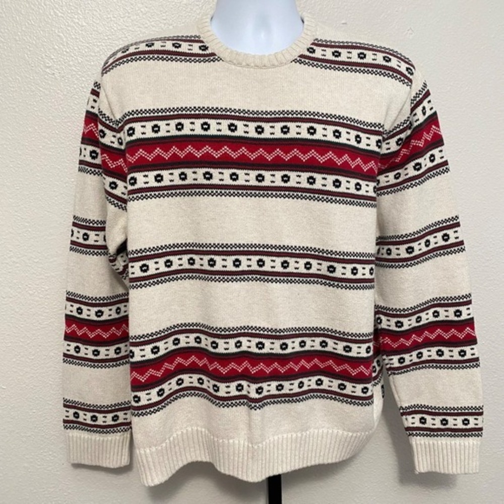 Vintage Faire Isle Chunky Knit Sweater Mens XL Nordic Fisherman Heavyweight‎